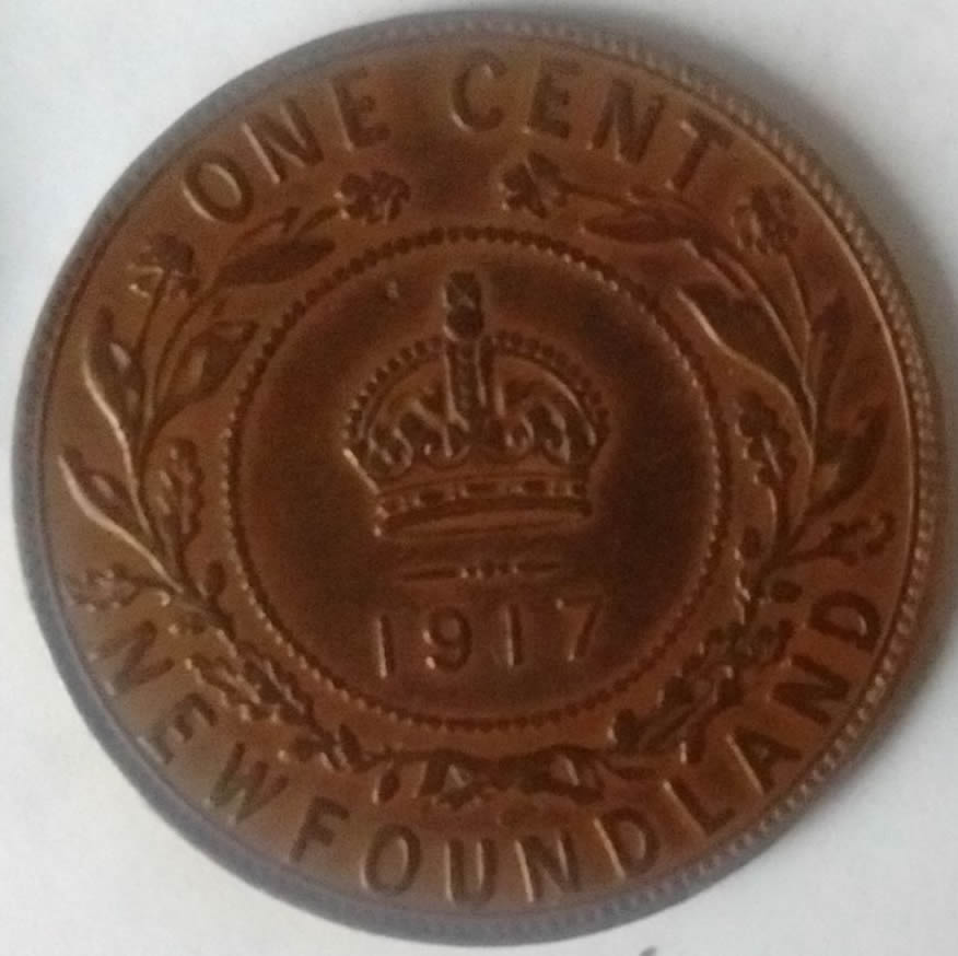 1917-NFLD-Large-One-Cent-X2-Grades-Pls